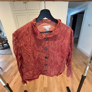 Silk Blend Dusty Pink Button-Front Women's Vest